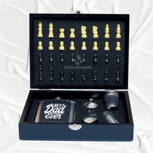 Wooden Chess Set With Hip Flask