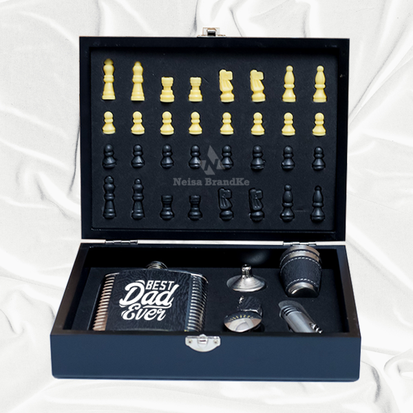 Wooden Chess Set With Hip Flask